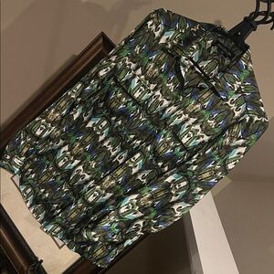Jones New York Green and Blue Patterned Shirt